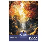 Puzzle Per Adolescenti Da 1000 Pezzi Autumn Meditation by Waterfall Puzzle Per Adulti Giochi Divertenti Un'opera D'arte Interazione Genitore-figlio 52x38cm/1000pcs