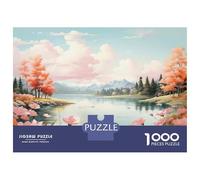 Puzzle Per Adolescenti Da 1000 Pezzi Autumnal Lake with Pink Trees Puzzle Per Adolescenti Giochi Rilassanti Corsa Di Velocità Manuale Per È Ideale Come Regalo 52x38cm/1000pcs