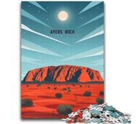 Puzzle per adolescenti da 1000 pezzi Ayers Rock Moonrise, difficile e stimolante, con poster abbinato e foglio di quiz per età 14 anni (dimensioni 38x52cm)