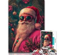 Puzzle per adolescenti da 1000 pezzi, Babbo Natale con gli occhiali, aiuta il cervello a esercitare i giocattoli avvincenti per coltivare la pazienza e migliorare la memoria (38x26cm)