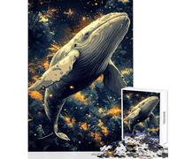 Puzzle per adolescenti da 1000 pezzi,balena nella foresta,decorazione per la casa,giocattoli divertenti,regalo pratico,gioco con poster abbinato e quiz,dimensioni del foglio 50x75cm