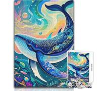 Puzzle per adolescenti da 1000 pezzi, balena nell'oceano astratto colorato, decorazione perfetta, gioco pratico, regali di Babbo Natale segreto (dimensioni 50x75cm)
