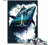 Puzzle per adolescenti da 1000 pezzi, balena tra gli alberi, antistress, sfida difficile, giocattoli per la decorazione della casa (dimensioni 50x75cm)