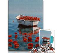 Puzzle per adolescenti da 1000 pezzi, barca di papaveri, giocattolo educativo intellettuale decomprimente, ideale come regalo per tutta la famiglia (38x26cm)