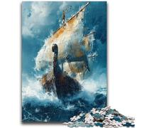 Puzzle per adolescenti da 1000 pezzi, barca vichinga Drakkar, puzzle per adulti, per ammazzare il tempo in vacanza, con poster abbinato e foglio di quiz (50x75cm)