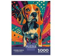 Puzzle Per Adolescenti Da 1000 Pezzi Beagle in Retro Style Retro Pop Art Beagle Portrait Puzzle Per Adulti Giochi Per Famiglie Decorazione Murale Sfida Educativa 52x38cm/1000pcs