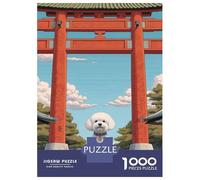 Puzzle Per Adolescenti Da 1000 Pezzi Bichon Frise Torii Gate Puzzle Per Adulti Gioco Rompicapo Decorazione Per La Casa Interazione Genitore-figlio 70x50cm/1000pcs