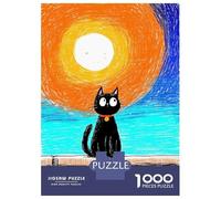 Puzzle Per Adolescenti Da 1000 Pezzi Black Cat on Brick Wall Art Puzzle Per Adulti Giochi Divertenti Un'opera D'arte Interazione Genitore-figlio 52x38cm/1000pcs