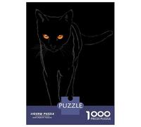 Puzzle Per Adolescenti Da 1000 Pezzi Black Cat with Orange Eyes Puzzle Per Adulti Giochi Divertenti Un'opera D'arte Interazione Genitore-figlio 38x26cm/1000pcs