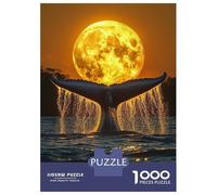 Puzzle Per Adolescenti Da 1000 Pezzi Blue Whale Tail Moon Humpback Whale Puzzle Per Adulti Gioco Pratico Assemblaggio Del Modello Sfida Educativa 38x26cm/1000pcs