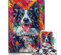 Puzzle per adolescenti da 1000 pezzi, Border Collie, cane, giochi educativi, decorazione per la casa, regalo di compleanno, regali, arte murale 75x50cm