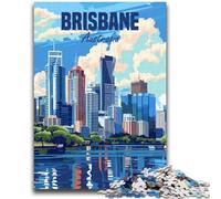 Puzzle per adolescenti da 1000 pezzi Brisbane Australia, difficili e stimolanti, con poster abbinato e foglio di quiz per età 14 anni (dimensioni 50x70cm)
