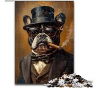 Puzzle per adolescenti da 1000 pezzi, Bulldog francese che fuma, aiuta il cervello a esercitare i giocattoli che creano dipendenza per coltivare la pazienza, decorazione perfetta (dimensioni 50x75cm)