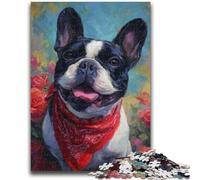 Puzzle per adolescenti da 1000 pezzi, bulldog francese felice, gioco stimolante e gioco per famiglie, ideale come regalo per tutta la famiglia, 26x38cm