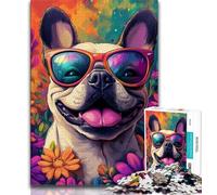 Puzzle per adolescenti da 1000 pezzi,bulldog francese felice,puzzle da 1000 pezzi,giochi di attività stimolanti per la famiglia,giocattolo fai da te per decorazioni murali per la casa,regali (75x50cm)