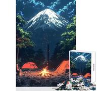 Puzzle per adolescenti da 1000 pezzi campeggio sotto il Monte Fuji gioco impossibile sfida difficile giocattolo educativo difficile e stimolante (38x52cm)