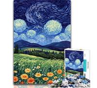Puzzle per adolescenti da 1000 pezzi "Campi sotto il cielo notturno", per giochi educativi, giocattoli da regalare a tutta la famiglia, 50x75cm