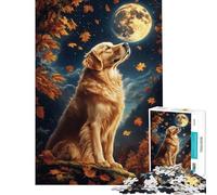 Puzzle per adolescenti da 1000 pezzi cane al chiaro di luna dorato puzzle per adulti difficile lista dei desideri con Babbo Natale rompicapo giochi per famiglie 38x26cm