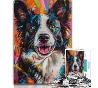 Puzzle per adolescenti da 1000 pezzi, cane Border Collie, per gioco educativo, giocattolo, regalo di compleanno, regali, arte murale 75x50cm