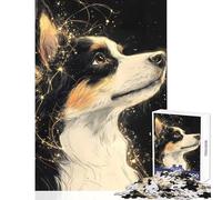 Puzzle per adolescenti da 1000 pezzi cane Corgy con scintille dorate giocattoli antistress regali di compleanno giochi educativi collezione di artisti belle arti dimensioni 38x26cm