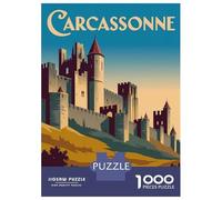 Puzzle Per Adolescenti Da 1000 Pezzi Carcassonne Castle Vintage Travel Puzzle Per Adulti Giochi Divertenti Un'opera D'arte Interazione Genitore-figlio 70x50cm/1000pcs