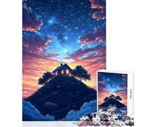 Puzzle per adolescenti da 1000 pezzi casa su una collina di notte giocattoli fai da te regalo di compleanno giochi educativi adatti per la decorazione del desktop dimensioni 38x52cm
