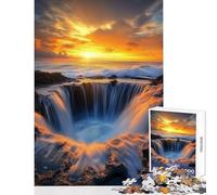 Puzzle per adolescenti da 1000 pezzi cascata al tramonto sulla spiaggia giocattolo educativo regalo per donne e uomini gioco impossibile Ogni pezzo è unico Dimensioni 38x26cm