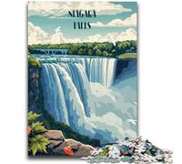 Puzzle per adolescenti da 1000 pezzi Cascate del Niagara, difficili e stimolanti, con poster abbinato e foglio di quiz per età 14 anni (dimensioni 38x26cm)