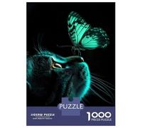 Puzzle Per Adolescenti Da 1000 Pezzi Cat And Butterfly Puzzle Per Adulti Gioco Rompicapo Decorazione Per La Casa Interazione Genitore-figlio 38x26cm/1000pcs
