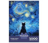 Puzzle Per Adolescenti Da 1000 Pezzi Cat Under Starry Night Puzzle Per Adolescenti Giocattolo Decorazione Da Parete Corsa Di Velocità Gioco Impegnativo Regali 70x50cm/1000pcs