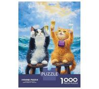 Puzzle Per Adolescenti Da 1000 Pezzi Cats Toasting on The Sea Puzzle Per Adolescenti Gioco Per Famiglie Sfida Difficile Regali Unici Per Compleanno E Natale 70x50cm/1000pcs
