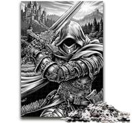 Puzzle per adolescenti da 1000 pezzi, cavaliere bianco e nero, aiuta il cervello a esercitare i giocattoli avvincenti per coltivare la pazienza, decorazione da parete 26x38cm