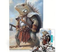 Puzzle per adolescenti da 1000 pezzi: Cavaliere lucertola pronto alla battaglia, gioco impossibile, rilassante e stimolante per l'intelletto, regalo per donne 50x75cm