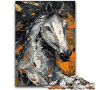 Puzzle per adolescenti da 1000 pezzi, cavallo nero dorato, analisi e logica con pezzi completamente interconnessi di forma casuale, per bambini dai 14 anni in su, 26x38cm