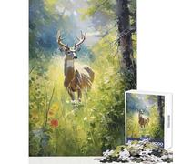 Puzzle per adolescenti da 1000 pezzi cervo dalla coda bianca giocattoli fai da te ottimo regalo per giochi rilassanti impegnativi da completare dimensioni 38x52cm