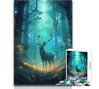 Puzzle per adolescenti da 1000 pezzi, cervo nella foresta, misterioso, bellissimo gioco di design, decorazione perfetta, regalo per compleanni, dimensioni 38x52cm