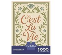 Puzzle Per Adolescenti Da 1000 Pezzi Cest La Vie Floral Text Art Puzzle Per Adulti Giochi Divertenti Un'opera D'arte Interazione Genitore-figlio 52x38cm/1000pcs