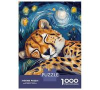 Puzzle Per Adolescenti Da 1000 Pezzi Cheetah Sleeping Under Starry Night Puzzle Per Adulti Giocattolo Decorazione Da Parete Analisi E Logica Gioco Stimolante Regali 52x38cm/1000pcs