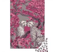 Puzzle Per Adolescenti Da 1000 Pezzi Cherry Blossom Cheetahs Wall Mural Puzzle Per Adulti Giocattoli Fai Da Te Analisi E Logica Divertimento Attività A Casa, 38x26cm/1000pcs