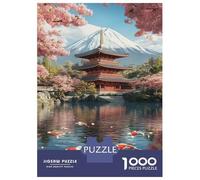 Puzzle Per Adolescenti Da 1000 Pezzi Cherry Blossoms And Koi at Mount Fuji Puzzle Per Adulti Giochi Divertenti Decorazione Per La Casa Regali Unici Per Compleanno E Natale 38x26cm/1000pcs