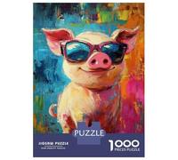 Puzzle Per Adolescenti Da 1000 Pezzi Chic Pig in Shades Puzzle Per Adulti Giochi Divertenti Un'opera D'arte Interazione Genitore-figlio 52x38cm/1000pcs