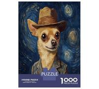 Puzzle Per Adolescenti Da 1000 Pezzi Chihuahua in Starry Night Puzzle Per Adulti Gioco Pratico Analisi E Logica Interazione Genitore-figlio 52x38cm/1000pcs