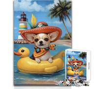 Puzzle per adolescenti da 1000 pezzi Chihuahua Ocean Adventure Gioco di sfida unico Regalo per donne Opera d'arte Dimensioni 38x26cm