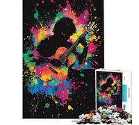 Puzzle per adolescenti da 1000 pezzi chitarrista tra gli schizzi di colore puzzle per adulti giochi rilassanti regali per donne regali unici per compleanno e Natale (dimensioni 38x26cm)