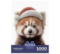 Puzzle Per Adolescenti Da 1000 Pezzi Christmas Red Panda with Santa Hat Puzzle Per Adulti Giochi Rilassanti Regalo Di Compleanno Regali Per Amici E Familiari 70x50cm/1000pcs