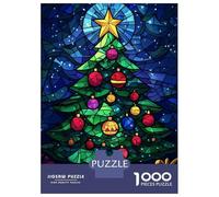 Puzzle Per Adolescenti Da 1000 Pezzi Christmas Tree Stained Glass Art Puzzle Per Adolescenti Giochi Rilassanti Corsa Di Velocità Manuale Per È Ideale Come Regalo 38x26cm/1000pcs