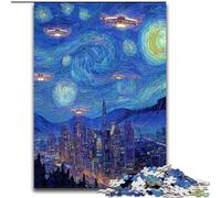 Puzzle per adolescenti da 1000 pezzi "Città sotto il cielo notturno", ideale come regalo educativo per tutta la famiglia dimensioni 26x38cm