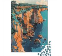 Puzzle Per Adolescenti Da 1000 Pezzi Cliffside Coastal Train Ride-1 Puzzle Per Adulti Giocattoli Fai Da Te Analisi E Logica Divertimento Attività A Casa, 38x26cm/1000pcs