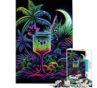 Puzzle per adolescenti da 1000 pezzi cocktail bevande neon puzzle per adulti gioco pratico regalo per donne ideale come regalo per tutta la famiglia (dimensioni 38x26cm)