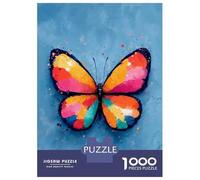 Puzzle Per Adolescenti Da 1000 Pezzi Colorful Butterfly on Blue Background Puzzle Per Adulti Gioco Pratico Analisi E Logica Interazione Genitore-figlio 38x26cm/1000pcs
